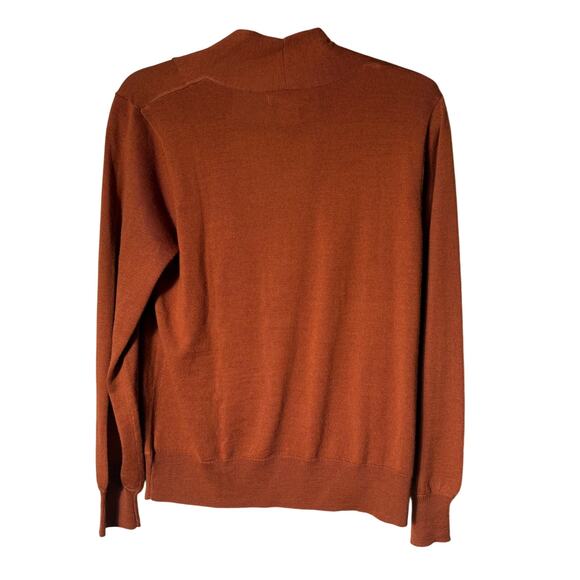 Christian Siriano Merino Wool Blend Surplice Sweater SZ L Rust Orange Fall Work - Picture 2 of 8